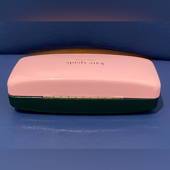 Kate Spade hard-case, clamshell eyewear case, pink and green - Picture 2 of 15